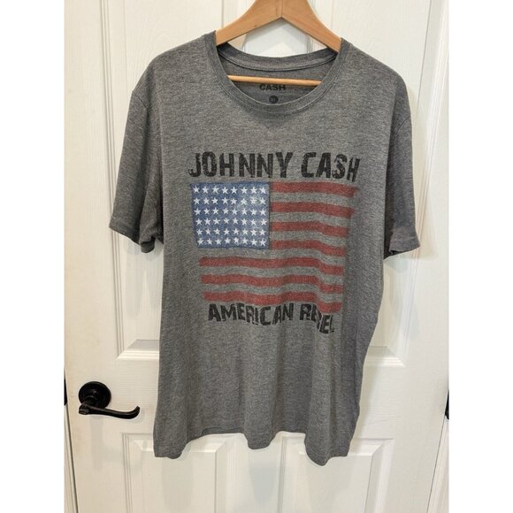 Johnny Cash Other - American Rebel T-Shirt Heathered Gray Men's XL Flag